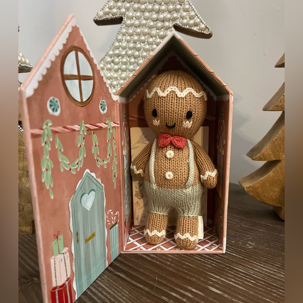 Cuddle+Kind Limited Edition TINY Gingerbread BOY Hand Knit Doll Toy NEW
